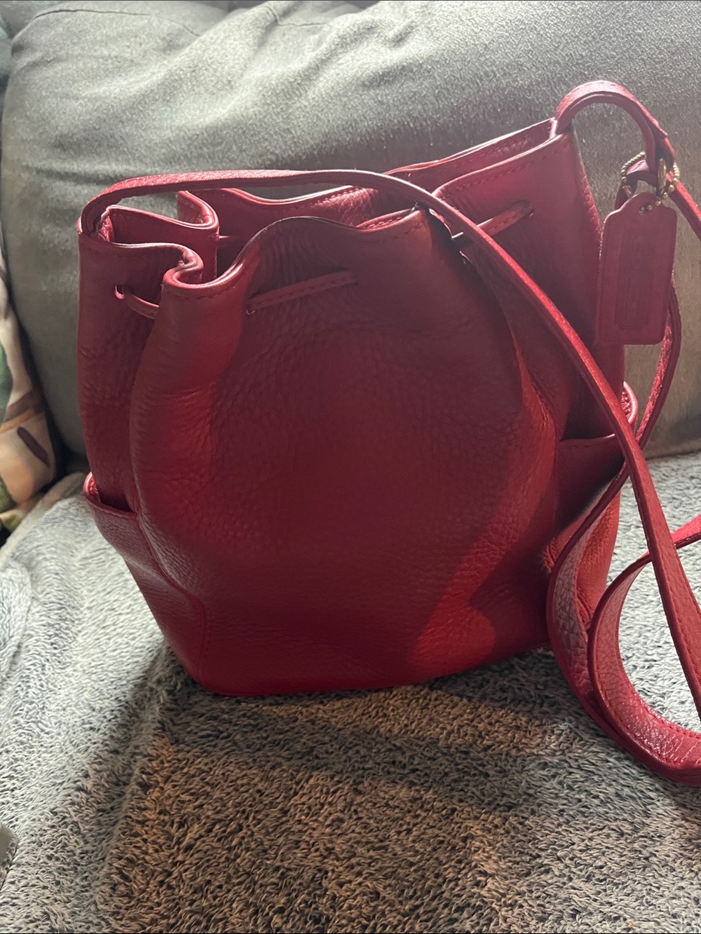 Coach Sonoma 4926 red drawstring purse EUC - Picture 4 of 12